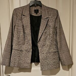 Worthington Black and Cream Plaid Blazer